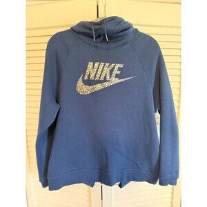 Nike Blue Hoodie with Silver Logo hooded sweatshirt sweater LARGE